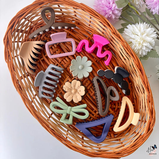 Aesthetic Everyday Hair Claw Hamper – Pack of 12 / Assorted Colours