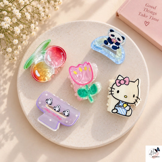 Cherry Blossom Mini Hair Claw Set – Pack of 5