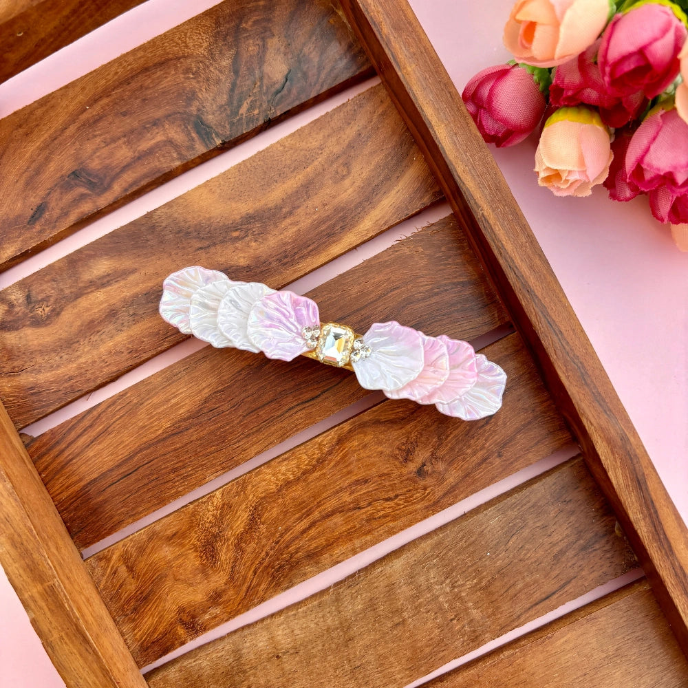 Pink White Shell Center Clip