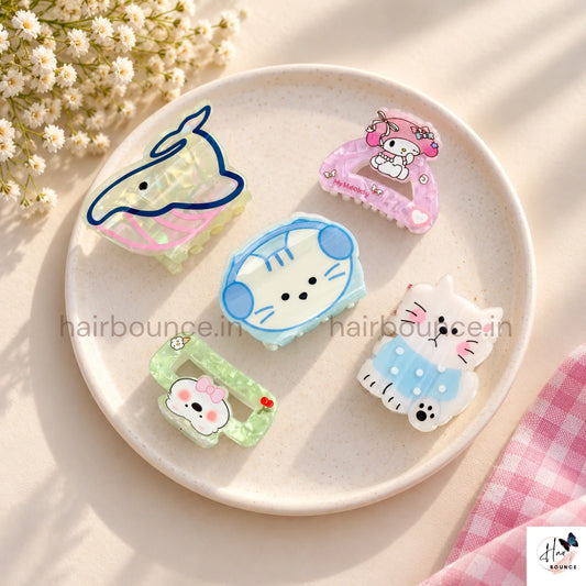 Ocean Whimsy Mini Hair Claw Set – Pack of 5