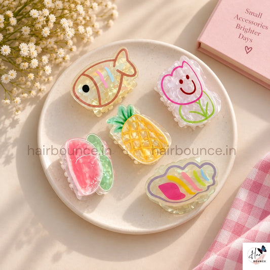 Fruity Fun Mini Hair Claw Set – Pack of 5