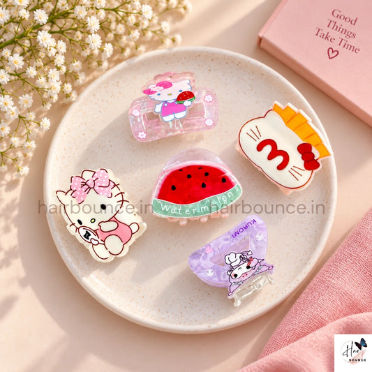 Cute Cartoon Mini Hair Claw Set – Pack of 5