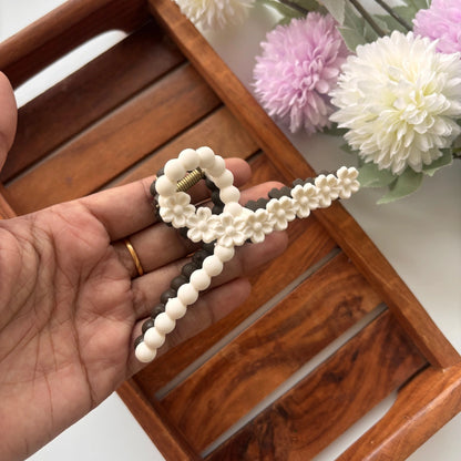 Dual Colour Flower Loop Hair Claw - Large