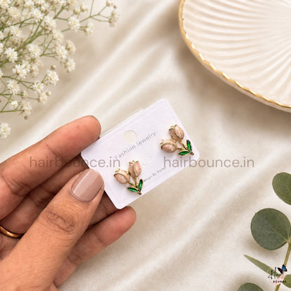 Blush Bloom Floral Stud Earrings