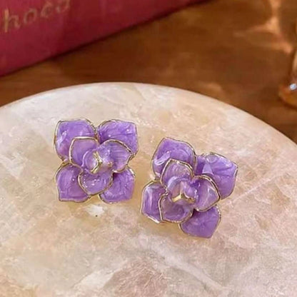 Purple Camellia Earrings