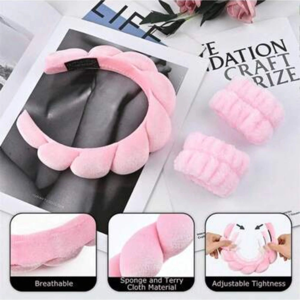 Set of 4 – 1 Hairband, 2 Wrist Bands & 1 Flower Hair Claw