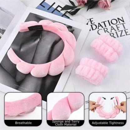 Set of 4 – 1 Hairband, 2 Wrist Bands & 1 Flower Hair Claw