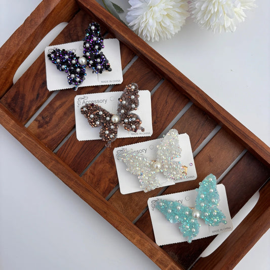 Pearl Butterfly Alligator Clip
