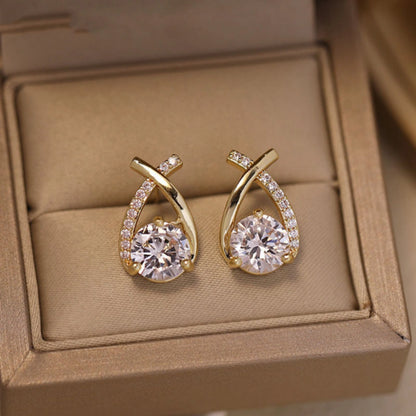 Elegant crystal cross stud earrings