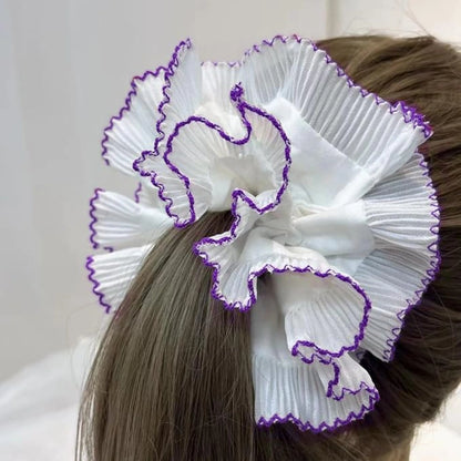 Pleated Ruffle Satin Scrunchie – Large