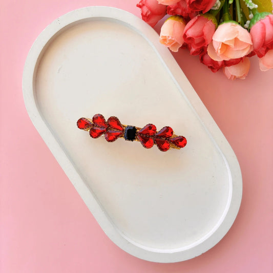 Crystal Drop Hair Clip - Red