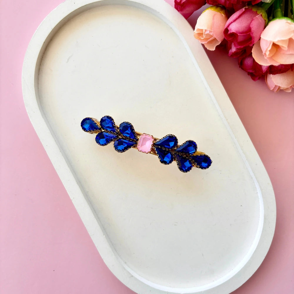 Crystal Drop Hair Clip - Dark Blue