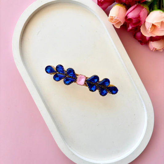Crystal Drop Hair Clip - Dark Blue