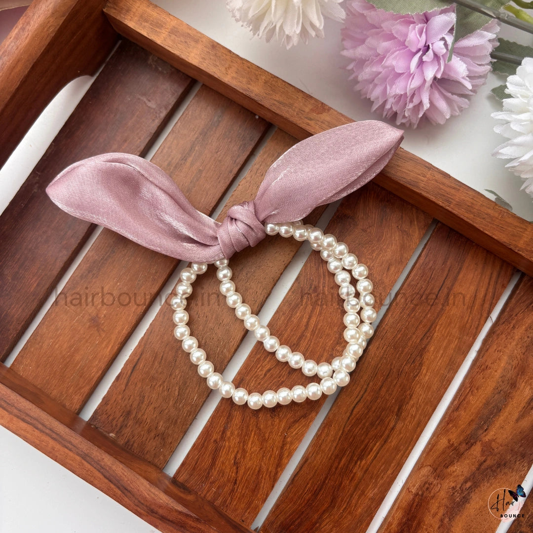 Pearl Bow Luxe Ponytail Holder