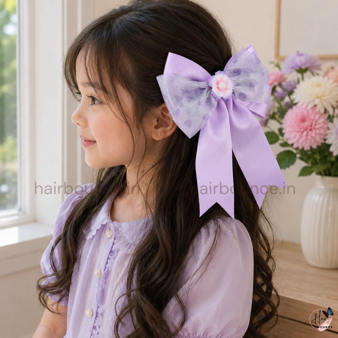 Sparkle Daisy Heart Bow Hair Clip