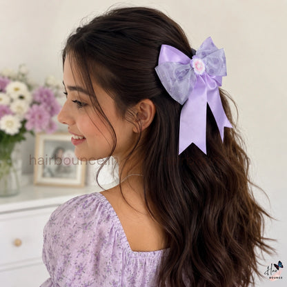 Sparkle Daisy Heart Bow Hair Clip