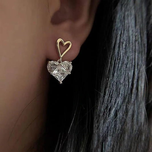 Heart Drop Earrings - White