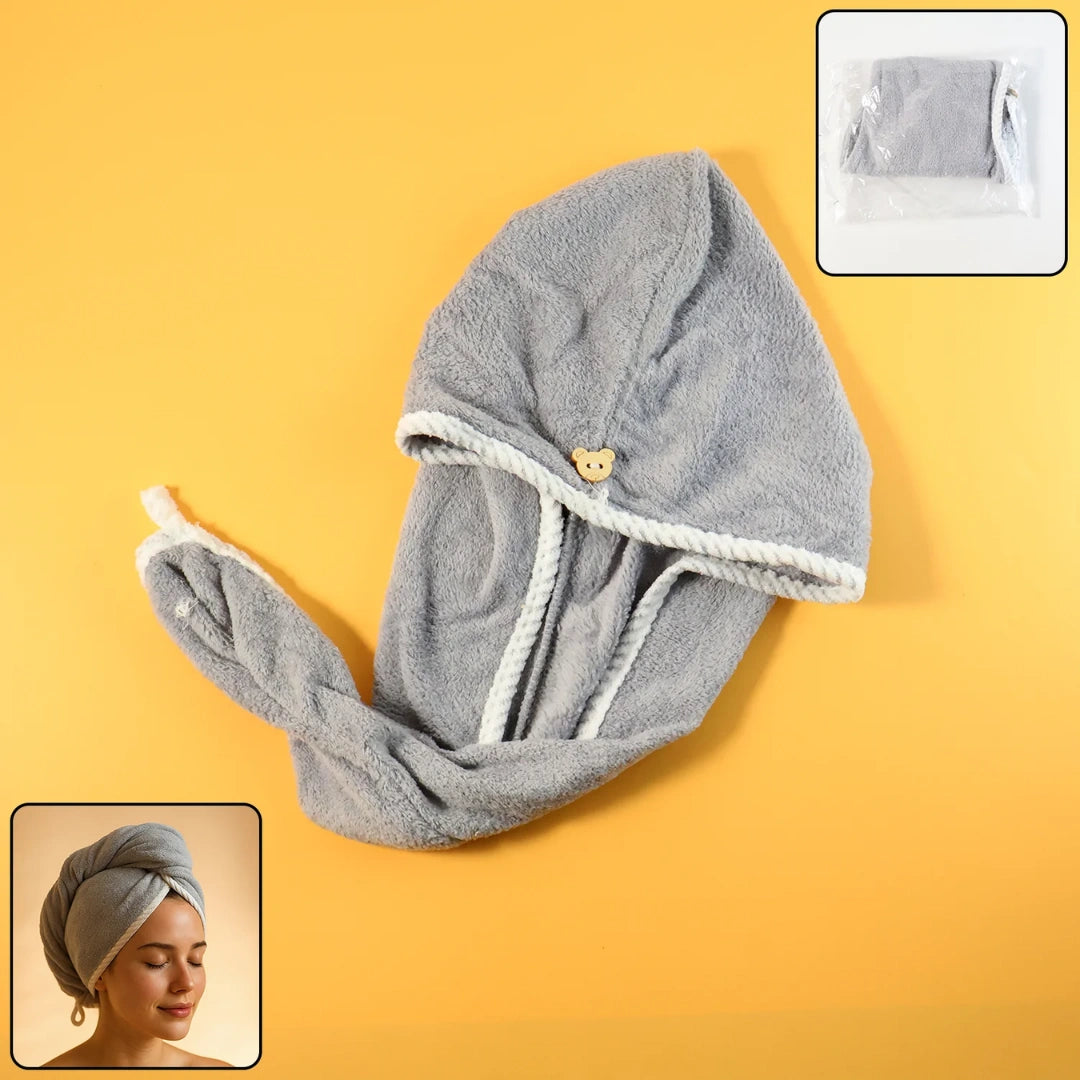 Soft Microfiber Hair Drying Towel Cap – Quick Dry Hair Wrap