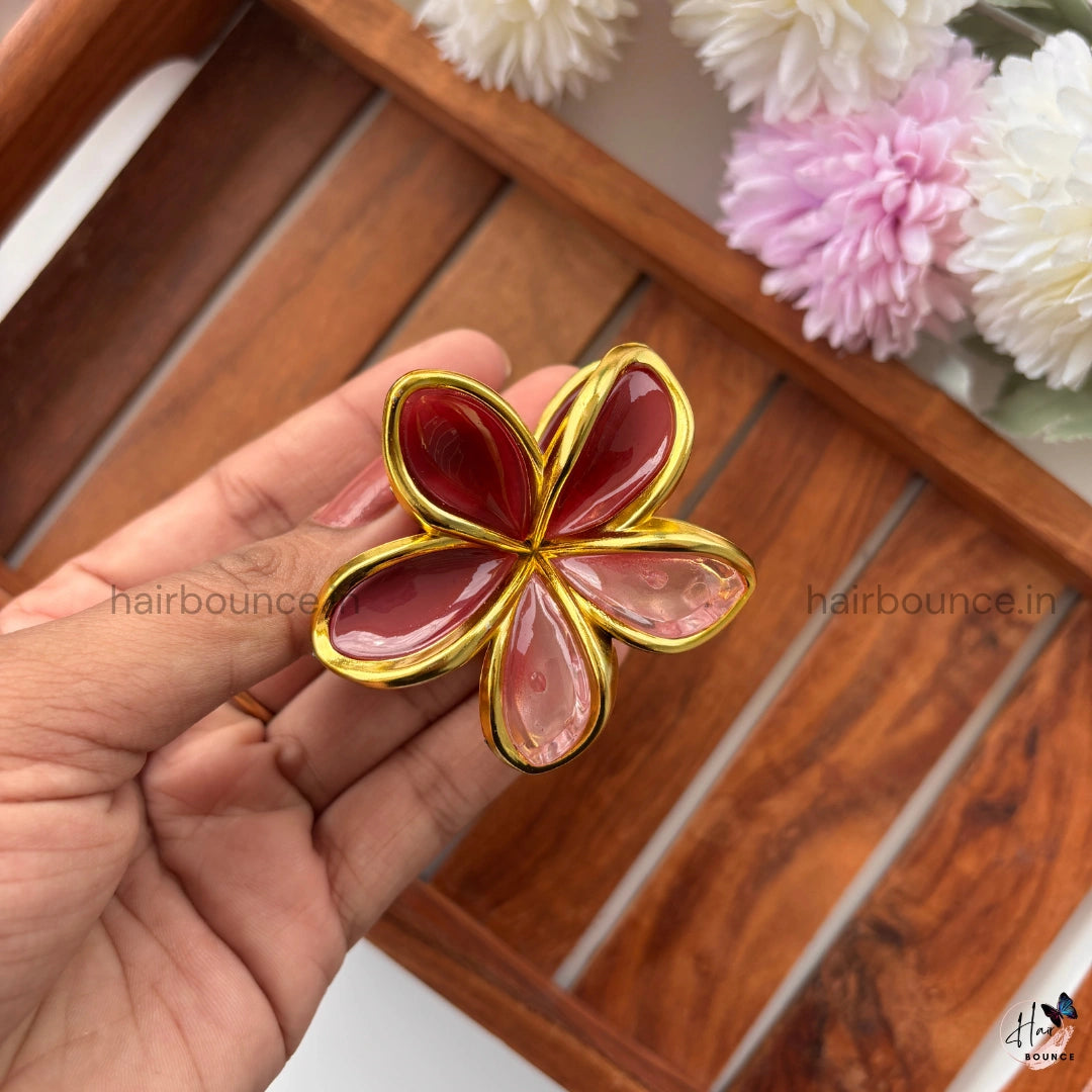 Golden Petal Flower Hair Claw - Medium