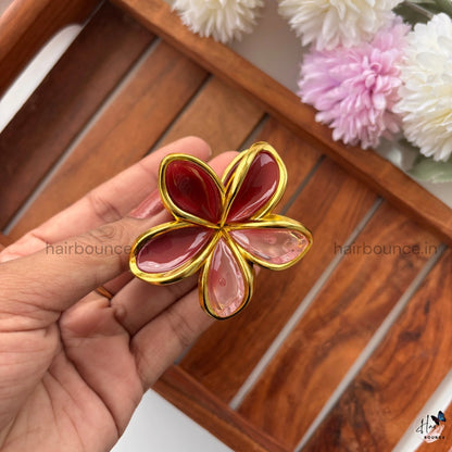 Golden Petal Flower Hair Claw - Medium