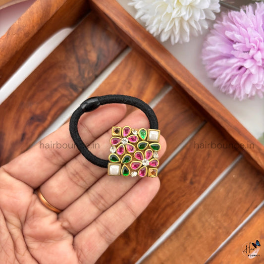Square Kundan Hair Band (Mix)