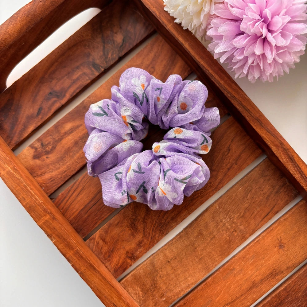 Organza Lavender Daisy Scrunchie - Regular
