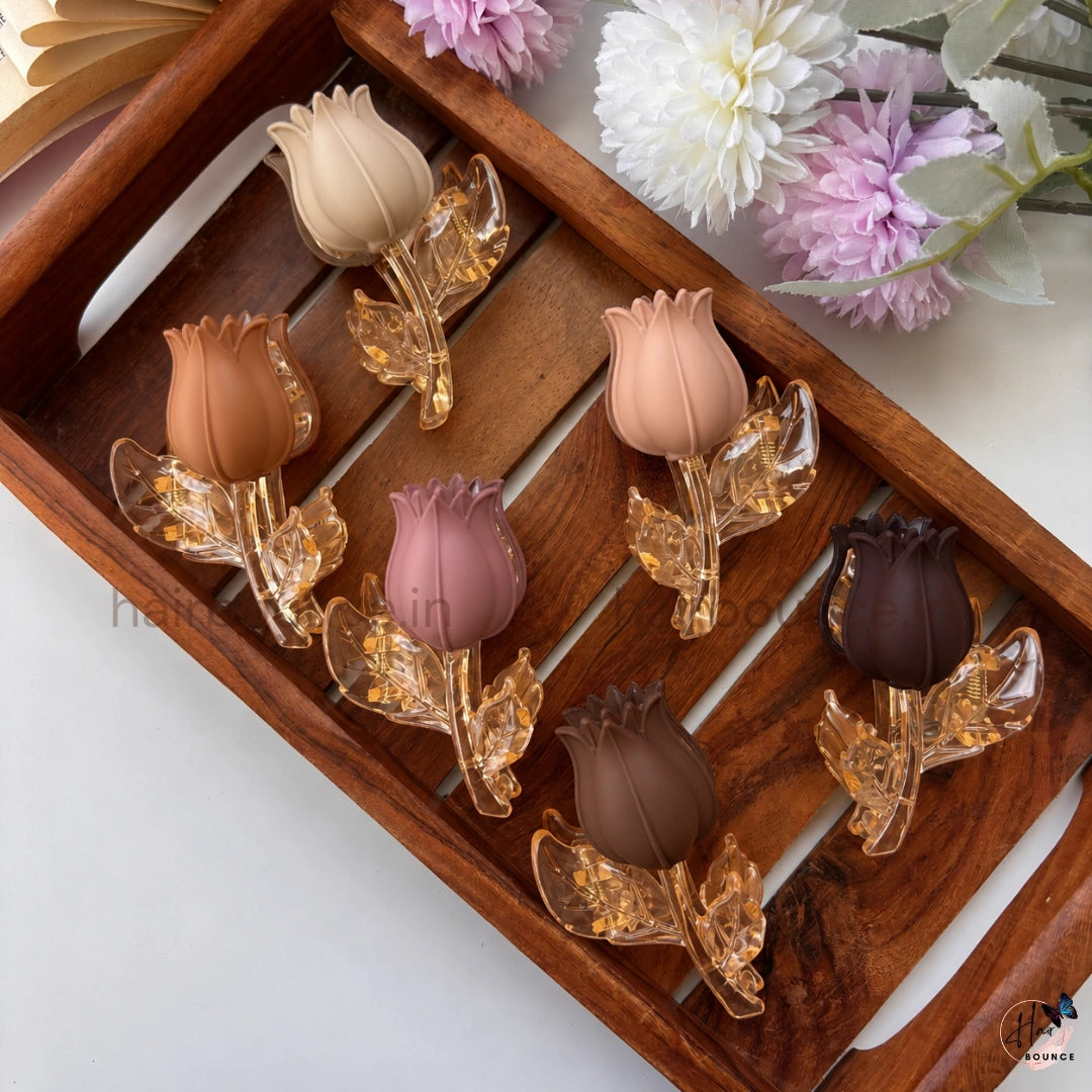 Golden Bloom Tulip Hair Claw – Medium
