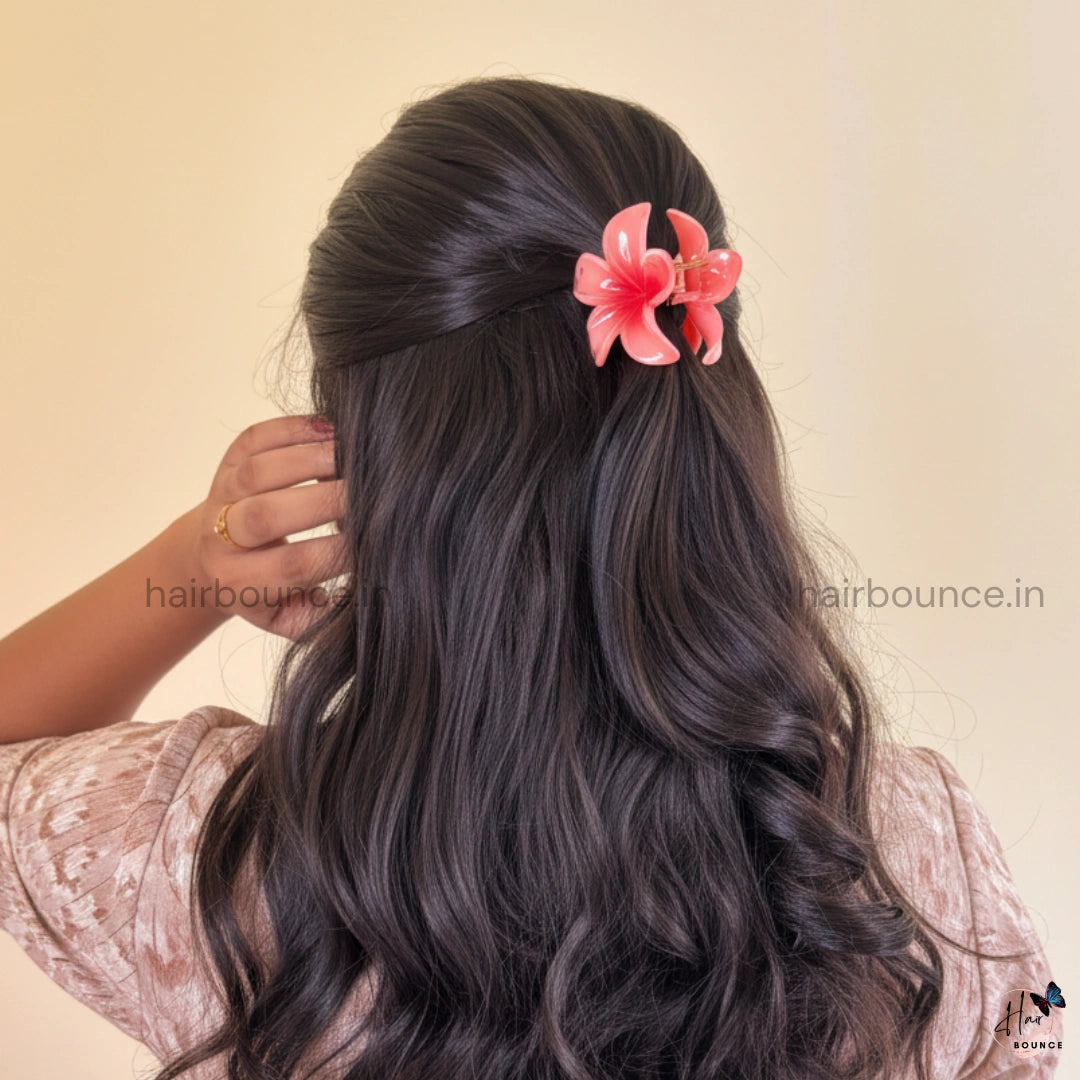 Shiny Lily Flower Hair Claw - Medium