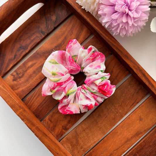 Organza Rose Bloom Scrunchie - Regular