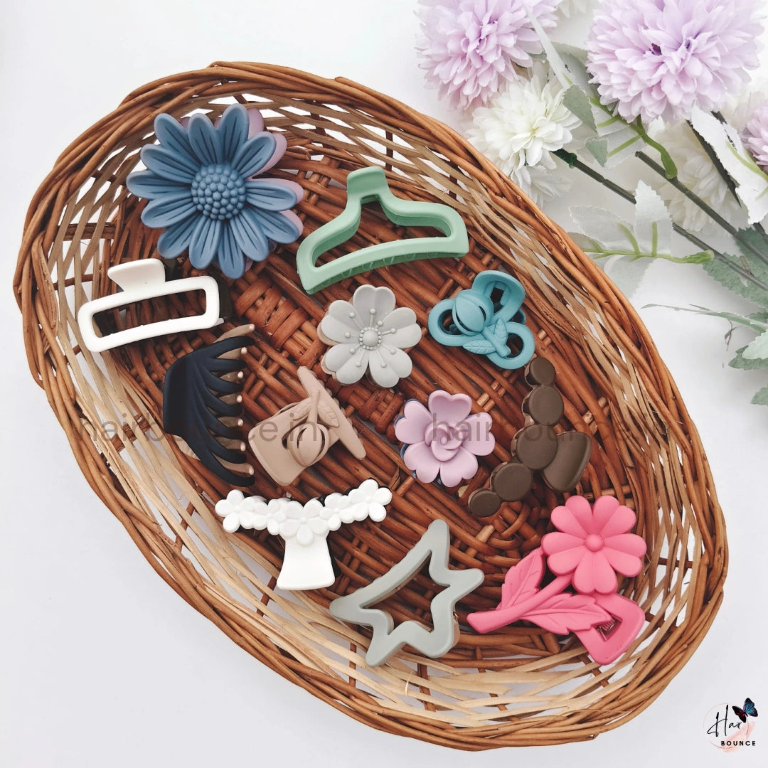 Everyday Charm Hair Claw Collection – Pack of 12 Assorted and Repeated Colours
