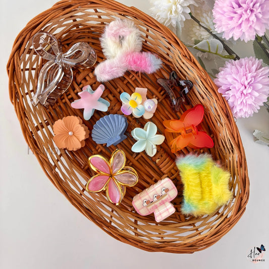 Trendy Mixed Hair Accessories Hamper – Assorted Colours & Cute Combo Set for Girls & Women