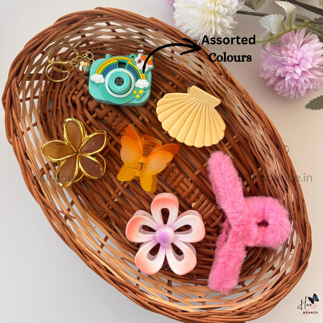 Cute Camera Keychain Hair Accessories Gift Hamper for Girls