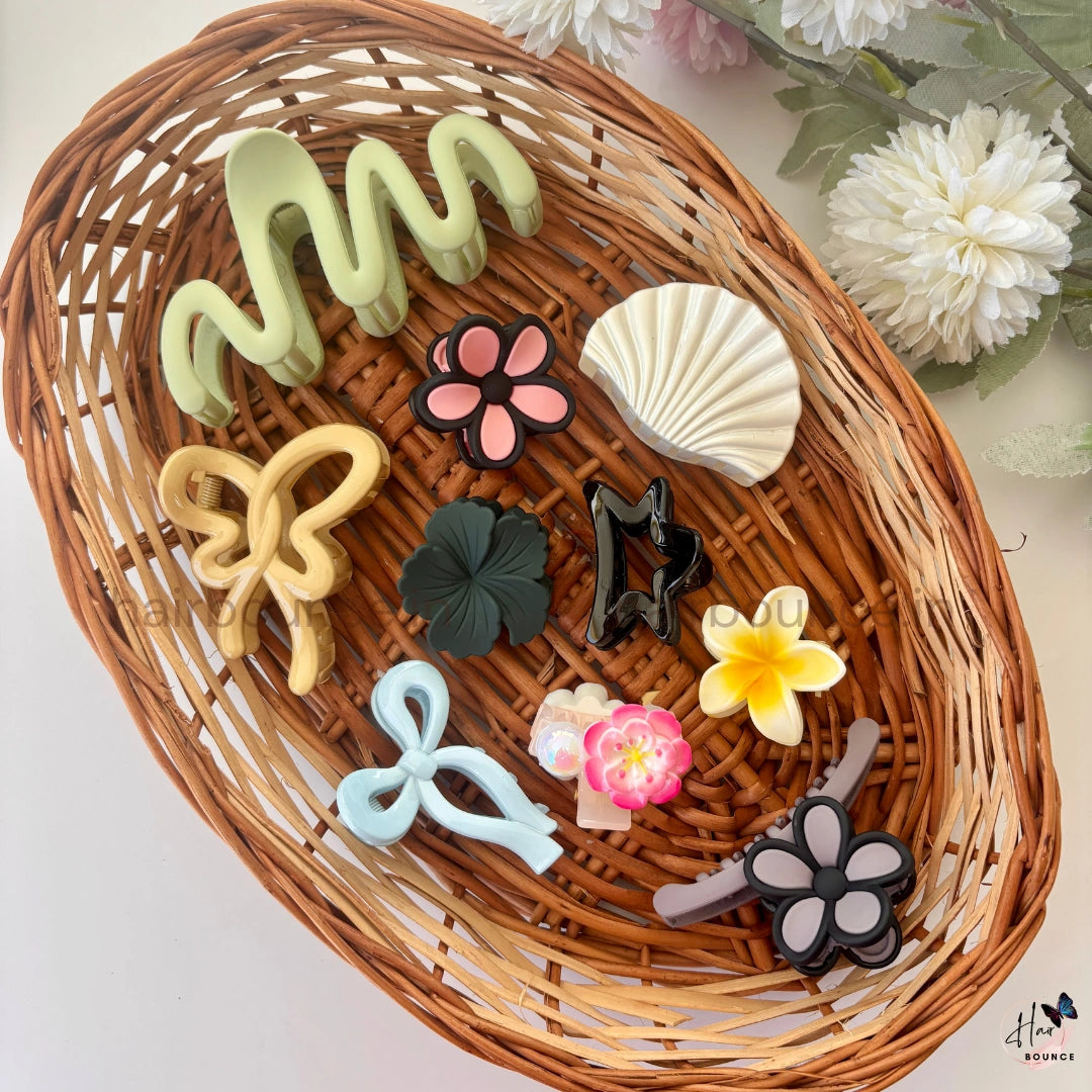 Cute Essentials Hair Accessories Hamper – Assorted Colours (Pack of 10) for Girls & Women