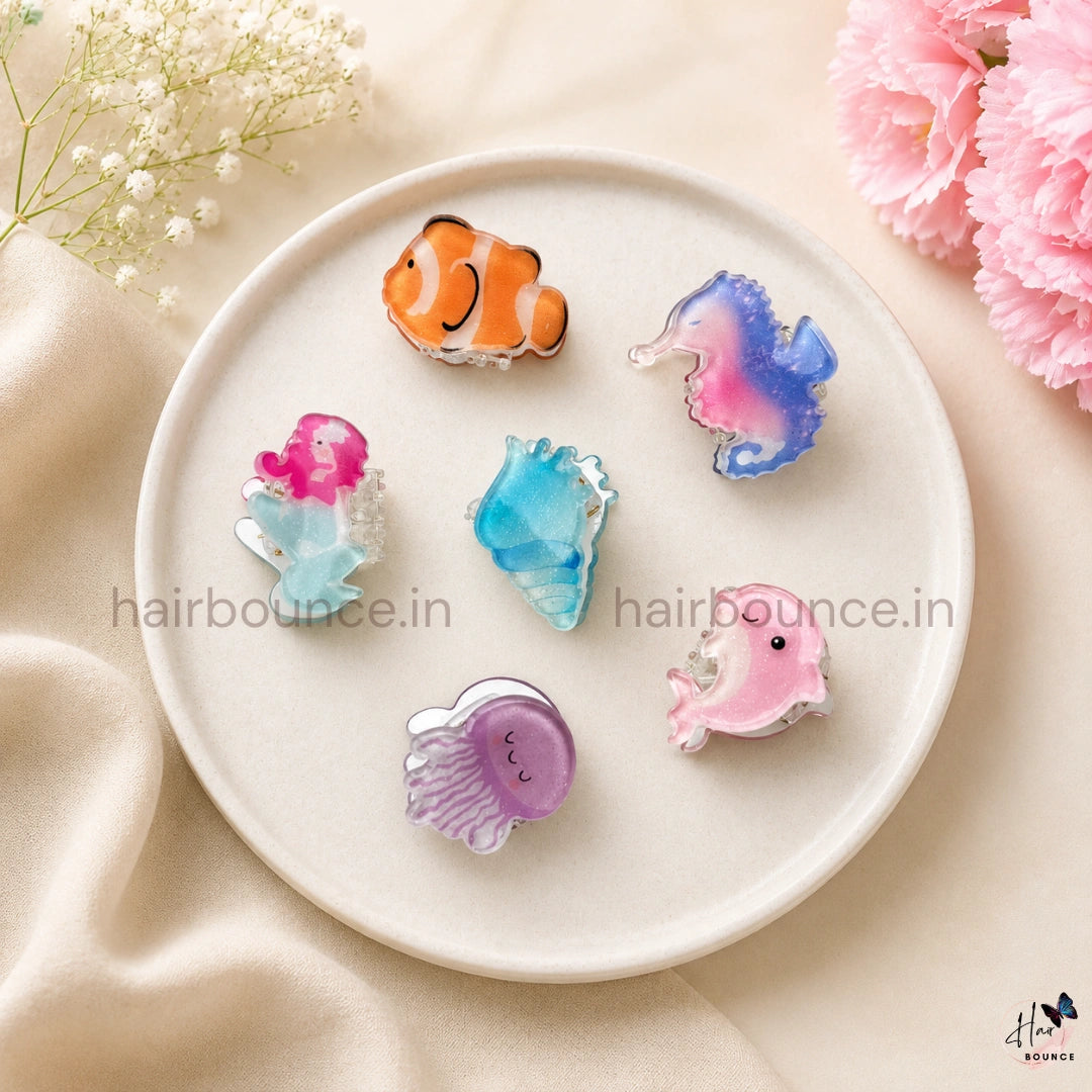 Ocean Friends Mini Hair Claw Set – Pack of 6