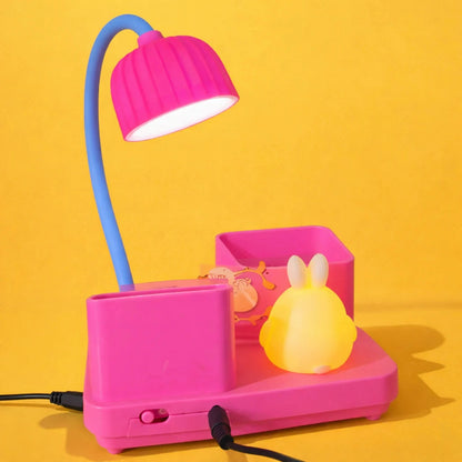 Cute Bunny LED Desk Lamp with Pen Holder for Kids – Study Table Organizer Light