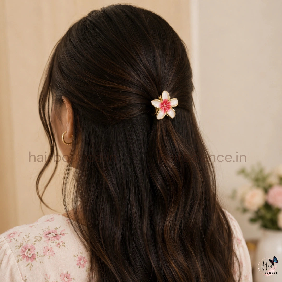 Tropical Bloom Metal Floral Hair Claw - Mini