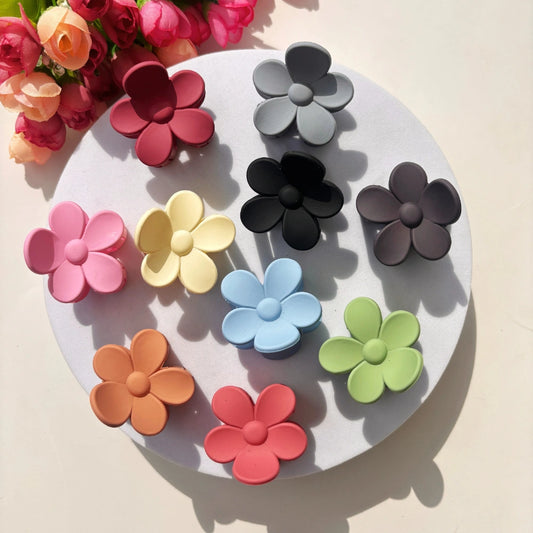 Bright Shades Flower Hair Claw Pack Of 2 /Assorted Colours- Small