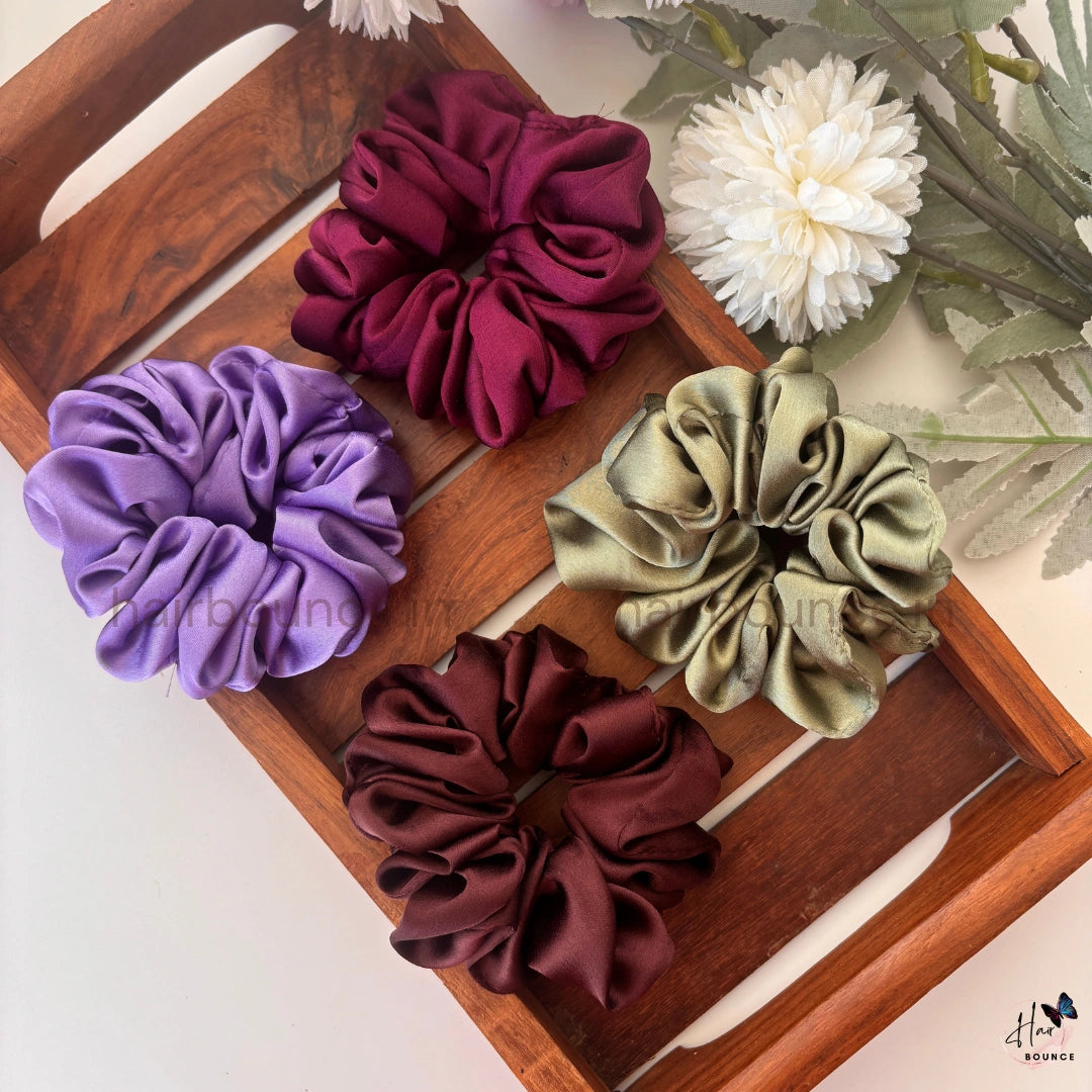 Premium Satin Scrunchies - Regular (Set of 4)
